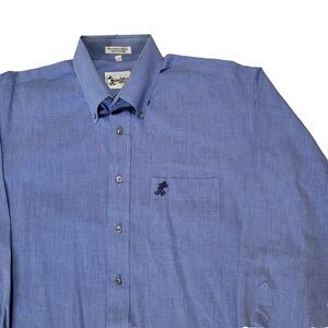VNT Walt Disney World Mickey Mouse Men's Sz L Button Down Blue Pocket Logo Shirt
